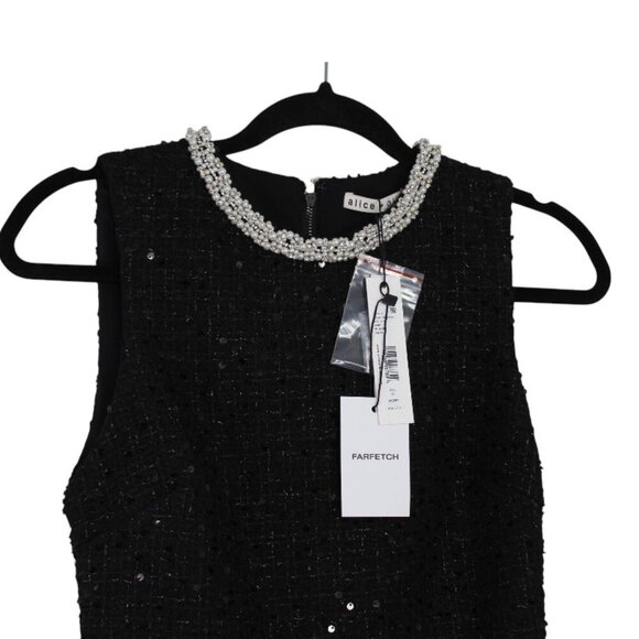 NWT Alice + Olivia Coley Black Tweed Sequin Mini Dress Size XSmall - Picture 7 of 16